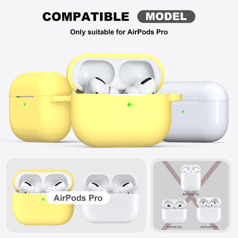 R-fun for AirPods Pro 2nd/1st Generation Case with Cleaner Kit,Soft Silicone Protective Case Cover for Apple AirPod Pro 2/1 for Women Men,AirPods Pro Case Accessories with Keychain,Yellow - Image 4
